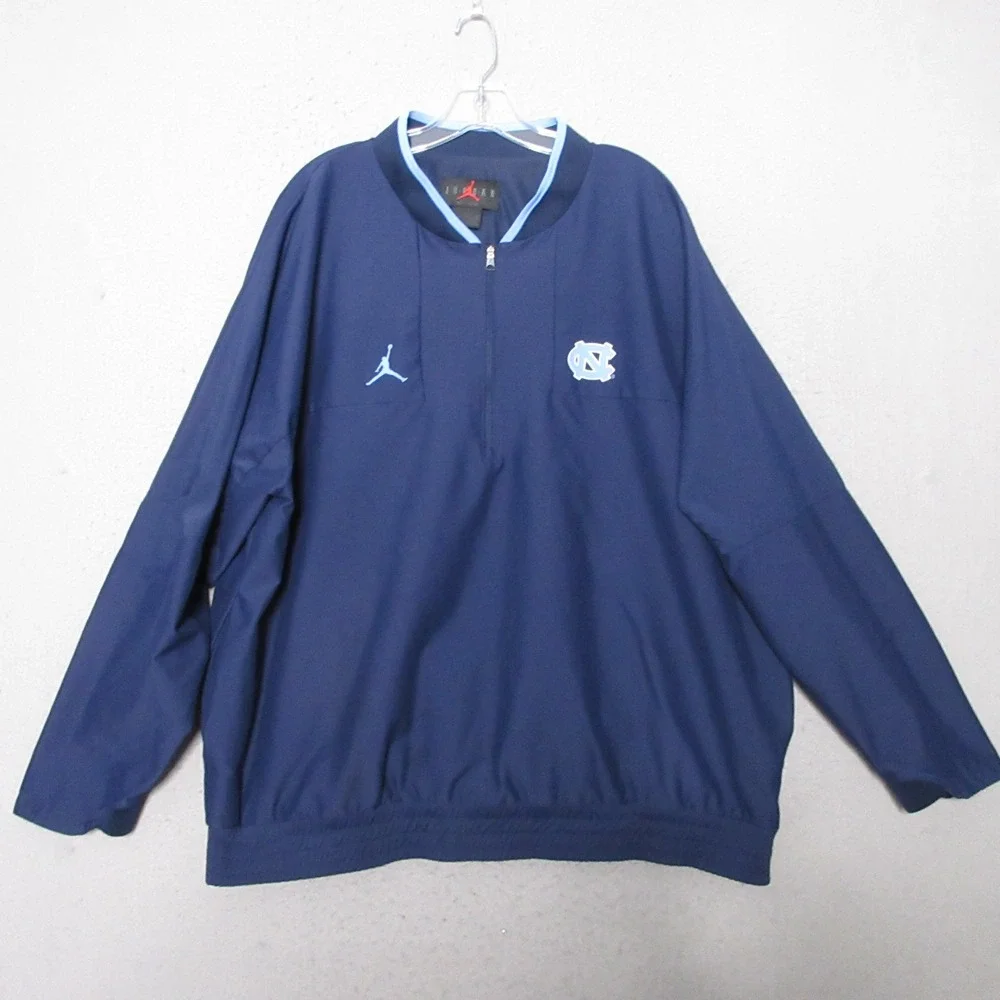 Jordan Jumpman UNC Tar Heels Jacket Windbreaker Pullover Men XXL Blue 1/4 Zip